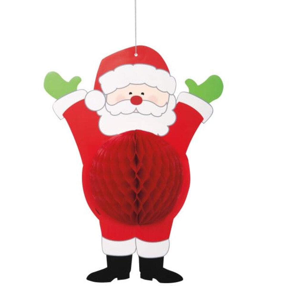 image 1 of Christmas Hanging Santa Honeycomb Decoration 35cm