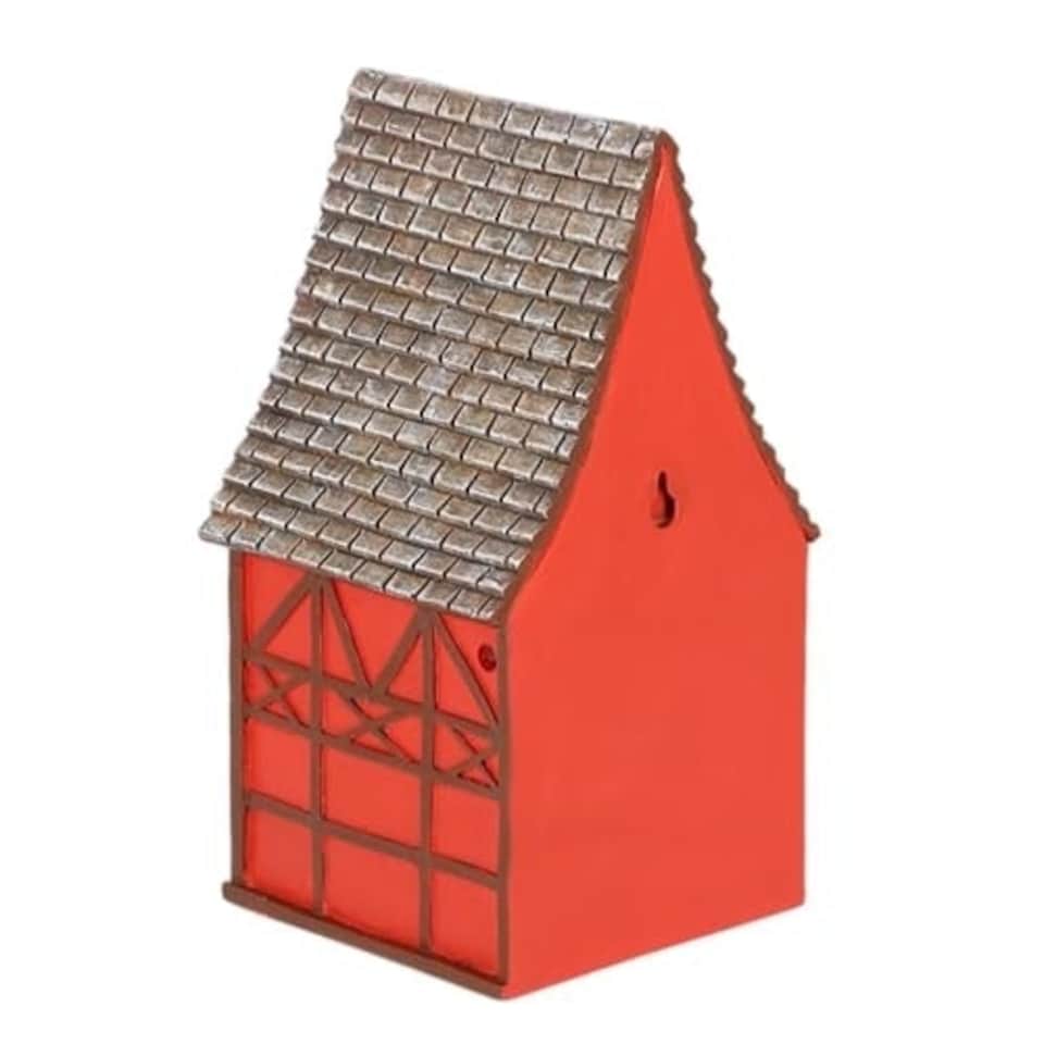 image 1 of Half-Timbered Bird House Decor Red