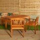 image 2 of Outdoor 4 Person Rectangular Wooden Dining Table & Chairs Set