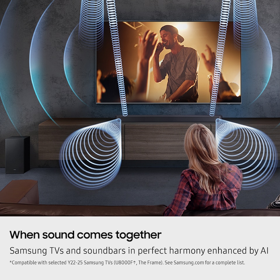 image 1 of SAMSUNG Q-Series Soundbar HW Q600F 3.1.2 ch Subwoofer (Model 2025) SpaceFit Sound Pro, Q-Symphony, Adaptive Sound | Black | Black