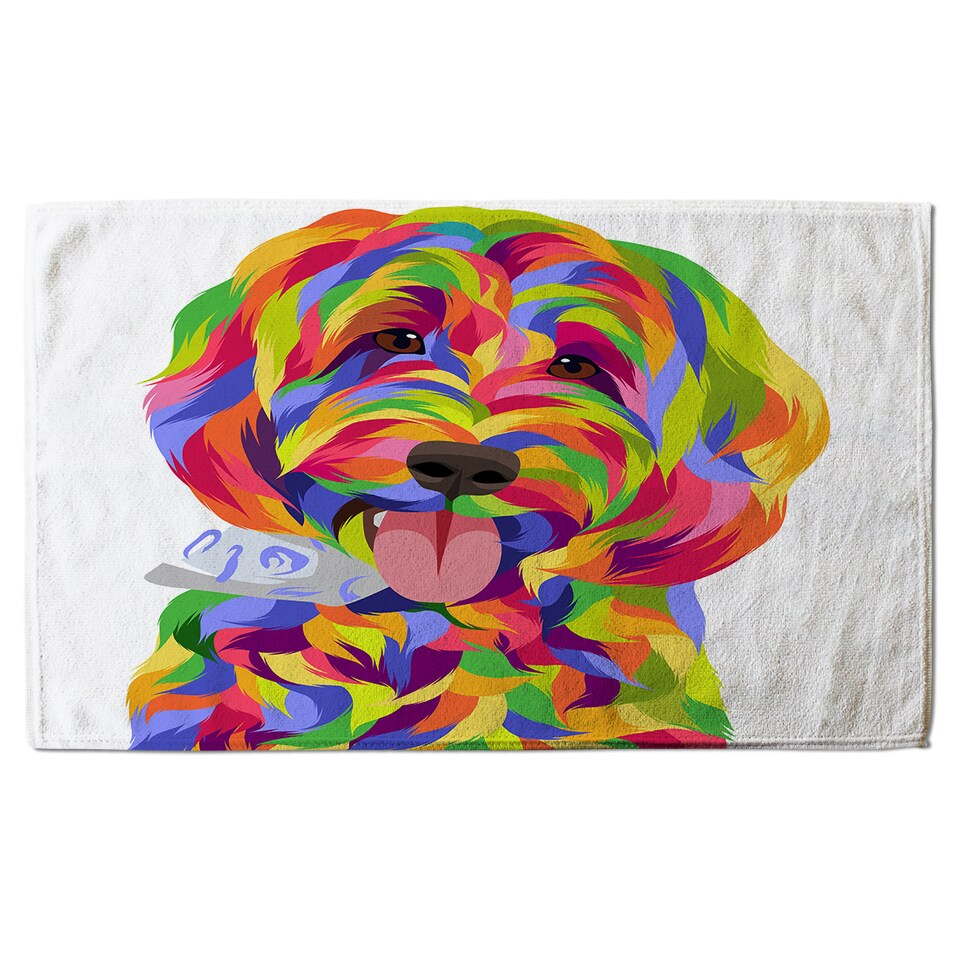 image 1 of Animal Dog Illustration Pop Art Designer Bath Towel | Multi