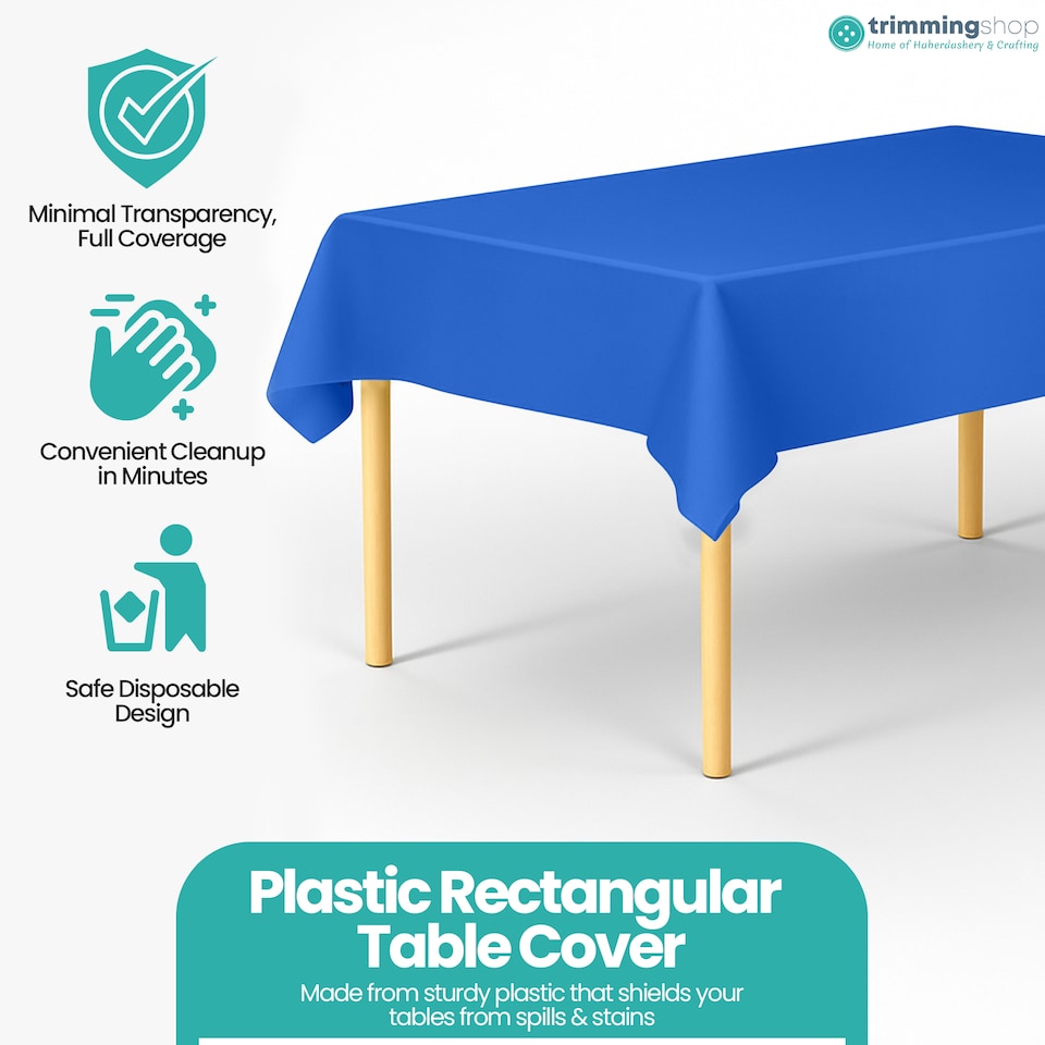 image 1 of Disposable Plastic Table Cover, Table Liner - 54" x 108"