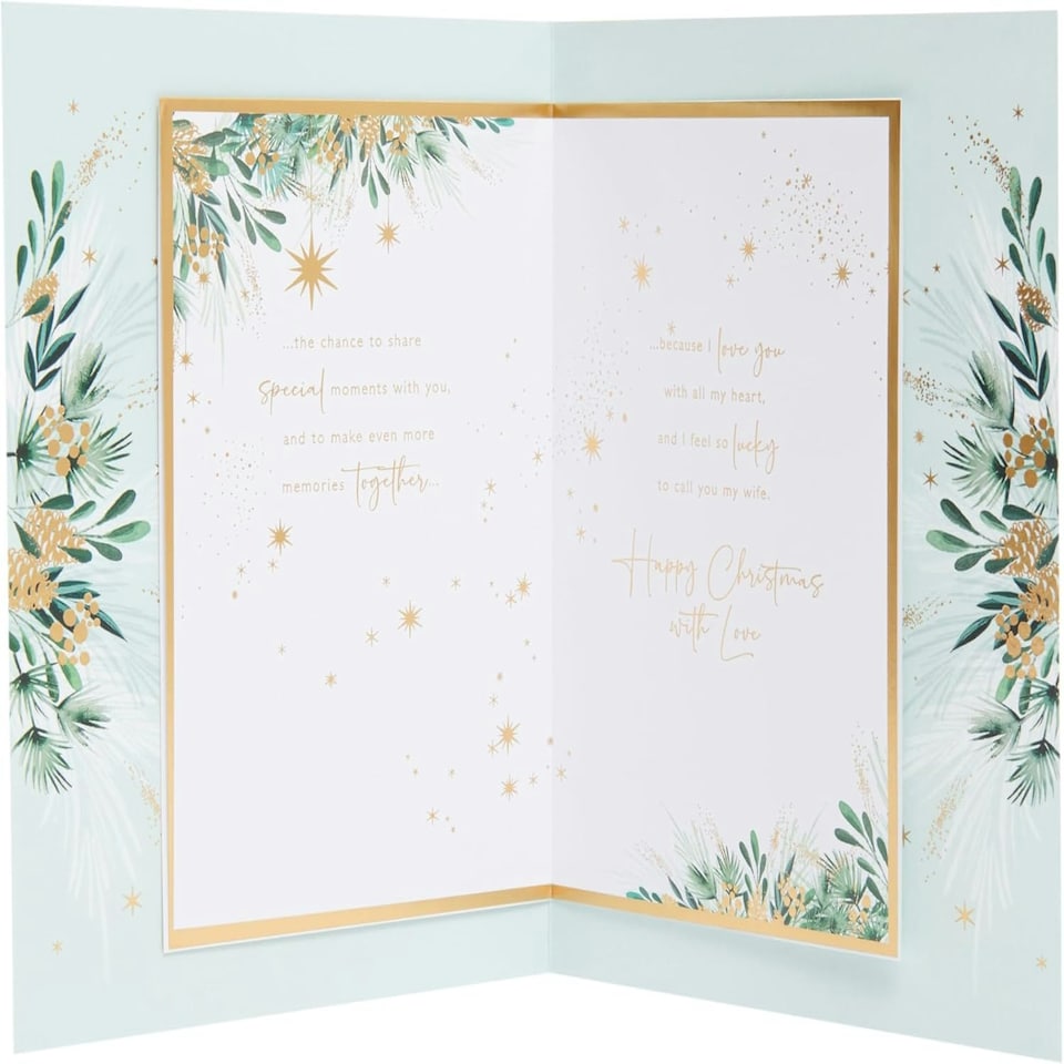 image 1 of Festive Gold Design Wife Christmas Card