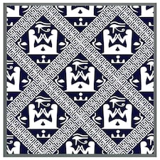 Egyptian hieroglyphs in navy (Picture Frame) Grey | XL