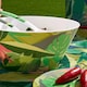 image 2 of OHS Summer Print Plastic Picnic Salad Bowl Utensil Set Lightweight | Green | Colourful Palm