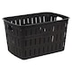 image 1 of 20L Plastic Bamboo Look Basket Laundry Clothes Storage Sorter Hamper with Handles | Brown | Brown