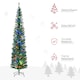 image 4 of HOMCOM 7.5ft Prelit Pencli Artificial Christmas Tree, Slim Xmas Tree with 200 Colourful LED Lights, Steel Base  Green