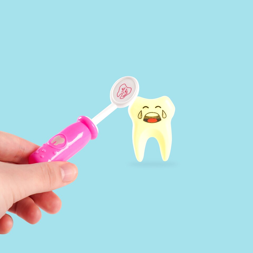 image 1 of Pretend Play Doctor & Dentist Kit – Pink Set with First Aid Bag