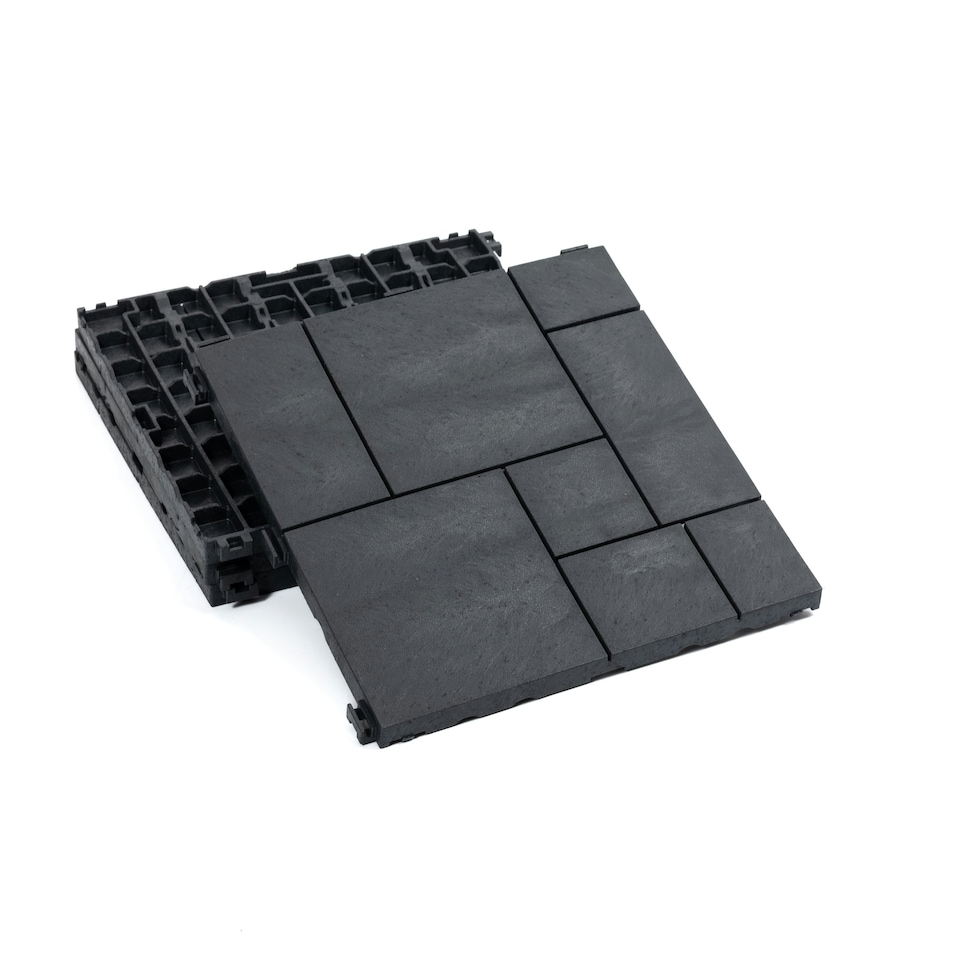 image 1 of Mosaic Garden Patio Interlocking Composite Decking Tiles - Dark Grey | Grey | Dark Grey | Pack of 40