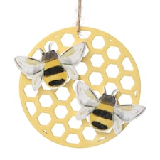 Gisela Graham Wooden Bee & Honeycomb Hanging Decoration - Easter Tree Ornament