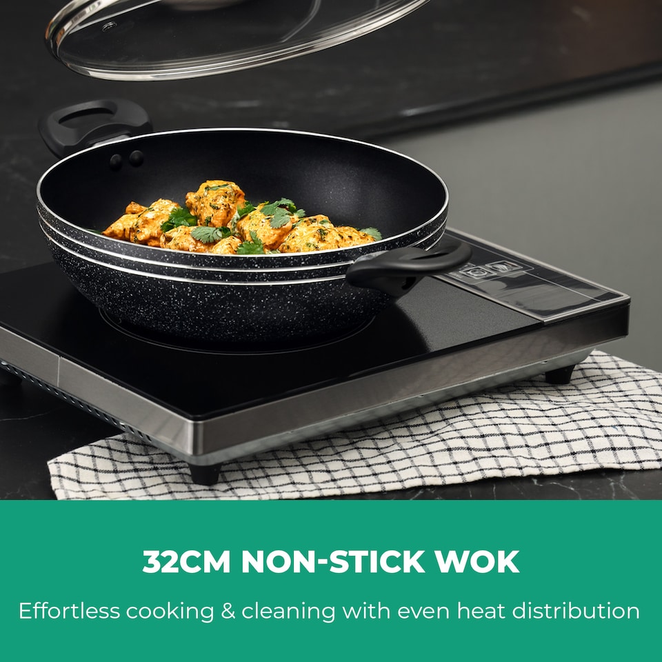 image 1 of Royalford 32cm Aluminium Wok Pan Non-Stick Induction Safe Frying Pan
