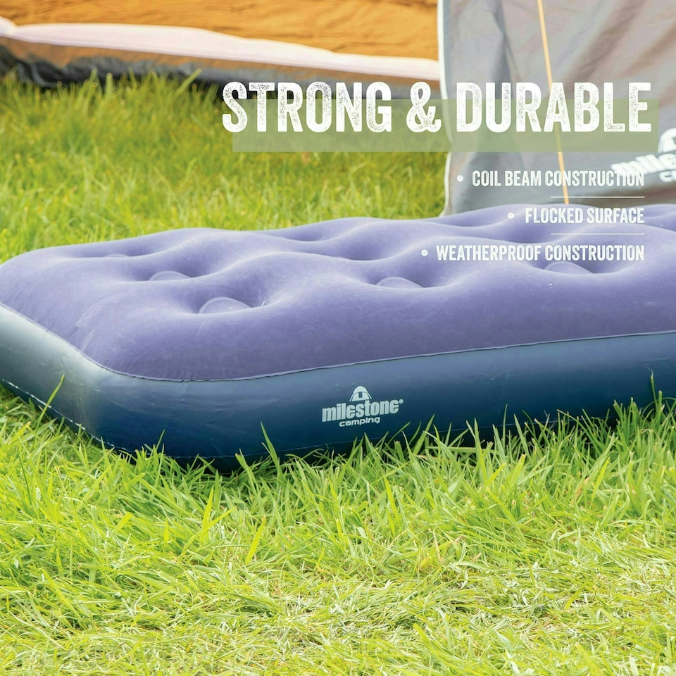 image 1 of Milestone Camping Single Flocked Airbed