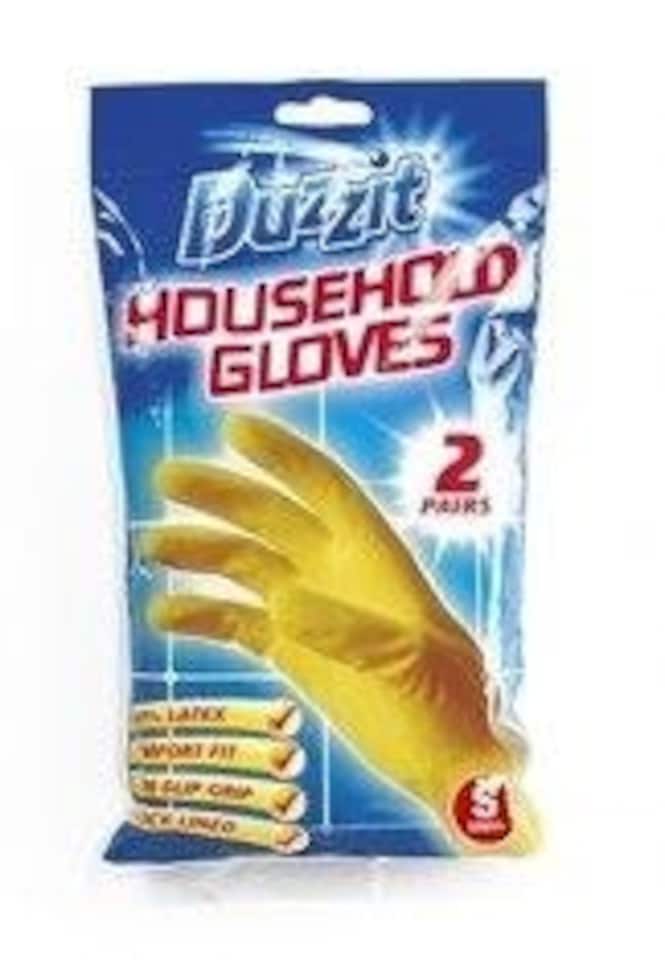 image 1 of Pack of 2 Pairs of Duzzit Household Small Yellow Gloves