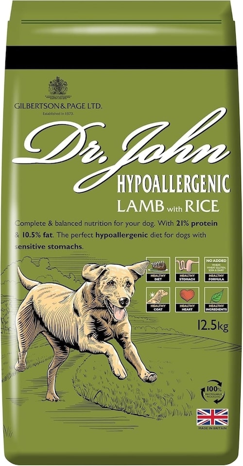 image 1 of Dr John Wheat Free Hypoallergenic Dry Dog Food Lamb with Rice Dog Food 12.5kg Complete Nutrition for Adult and Senior Dogs with Sensitive Digestion