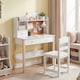 image 4 of COSTWAY Wooden Kids Study Desk and Chair Set