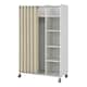 image 3 of Uppsala Open Mobile Wardrobe Unit in White with a Beige Textile Curtain on Wheels