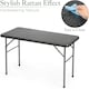 image 3 of Christow Folding Garden Table Rattan Effect Outdoor Camping Dining 4 Seater 4ft