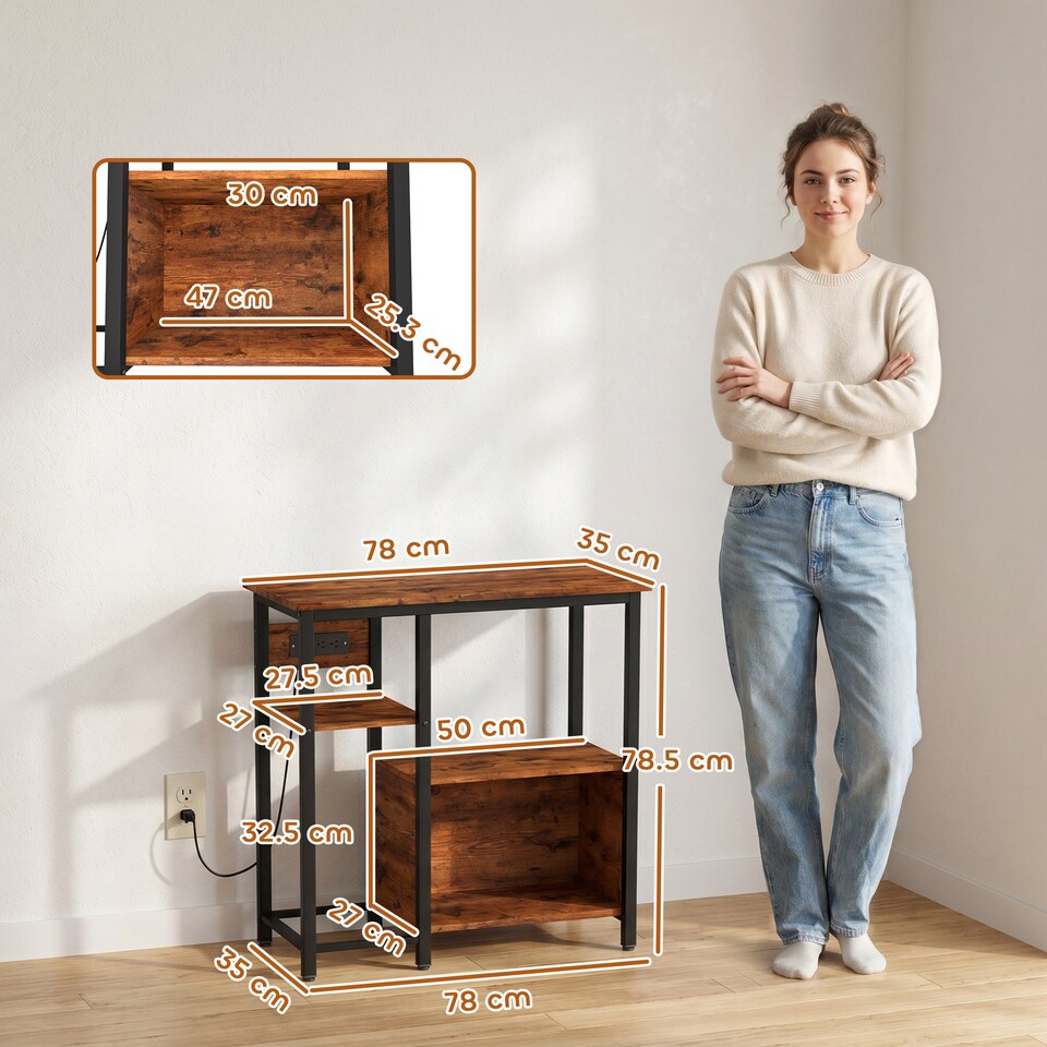 image 1 of PawHut Fish Tank Stand with Power Outlets 20-29 Gallon