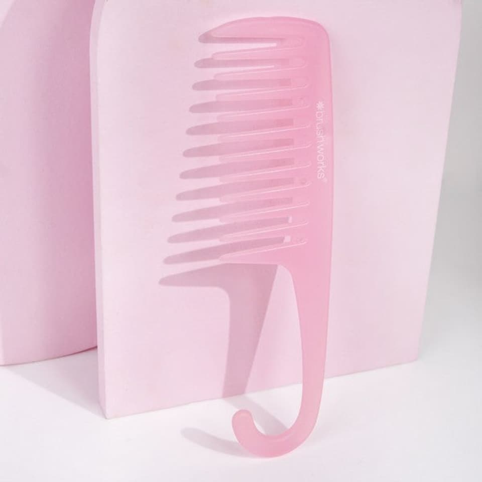 image 1 of Brushworks Shower Comb - Hangable Wide-Tooth Detangler Light Pink | Pink | Light Pink