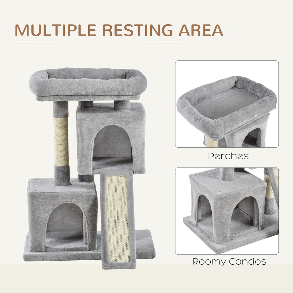 image 1 of PawHut Cat Tree 81cm Indoor Cat Scratching Post Kitten Tower