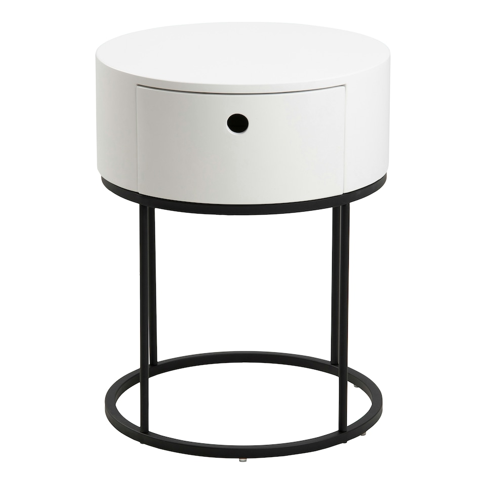 image 1 of Polo Round Bedside Table in White and Black
