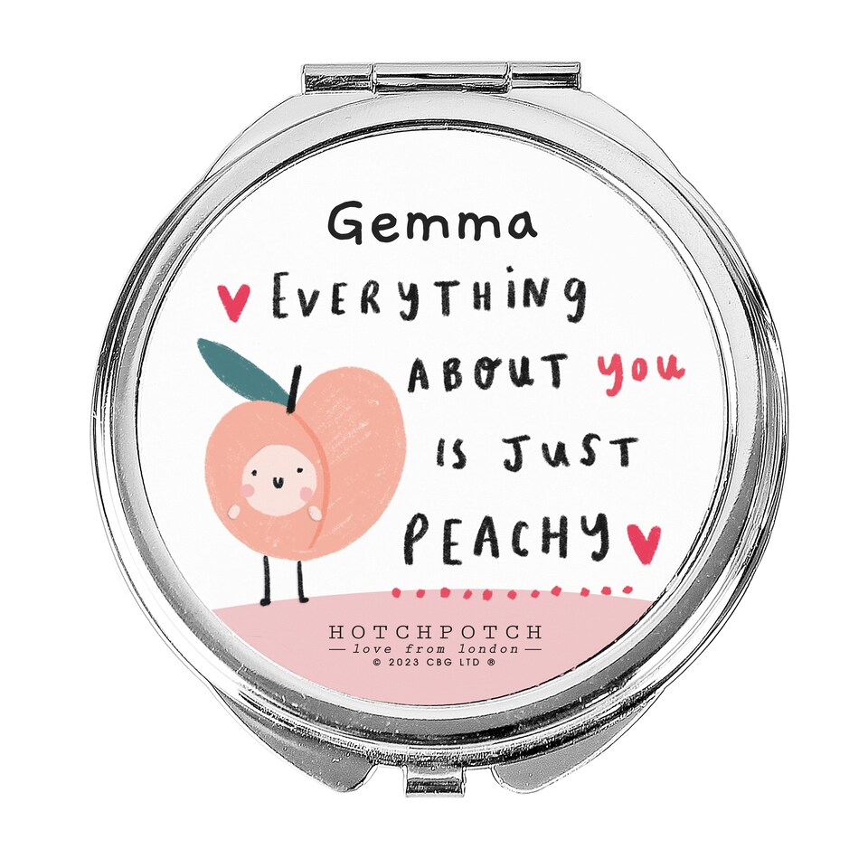 image 1 of Personalised Hotchpotch Peachy Compact Mirror Silver
