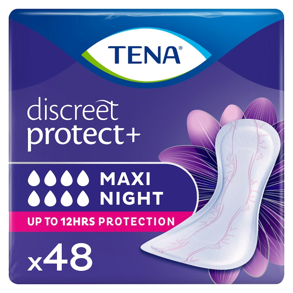 image 1 of TENA Discreet Maxi Night Incontinence Pads 48 Pack