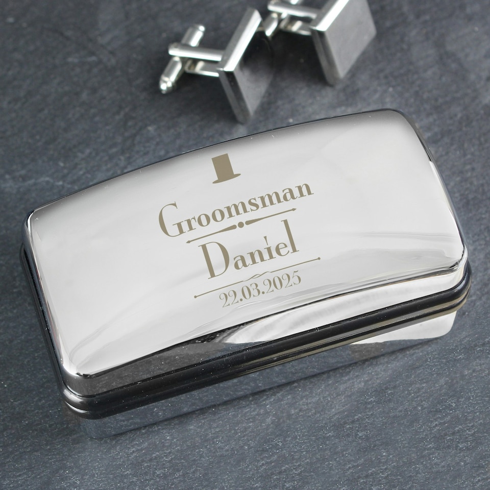 image 1 of Personalised Groomsman Cufflink Box