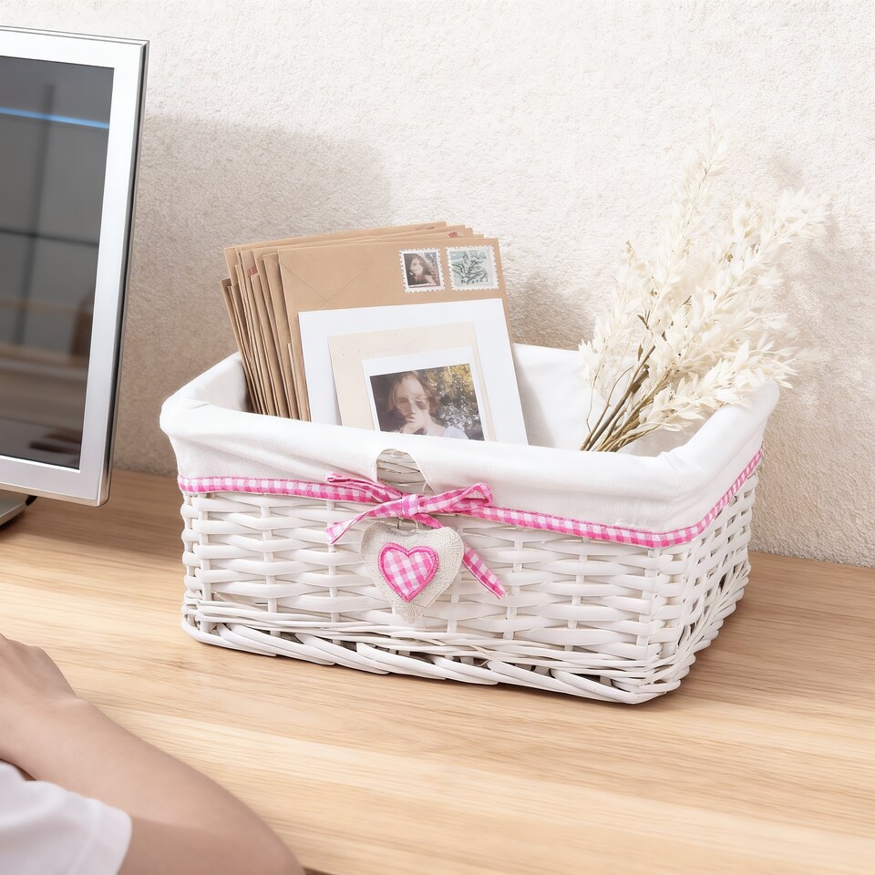image 1 of Wickerfield Rectangular Wicker Storage Basket with Fabric Lining for Home Storage, Shelves & Gift Hampers