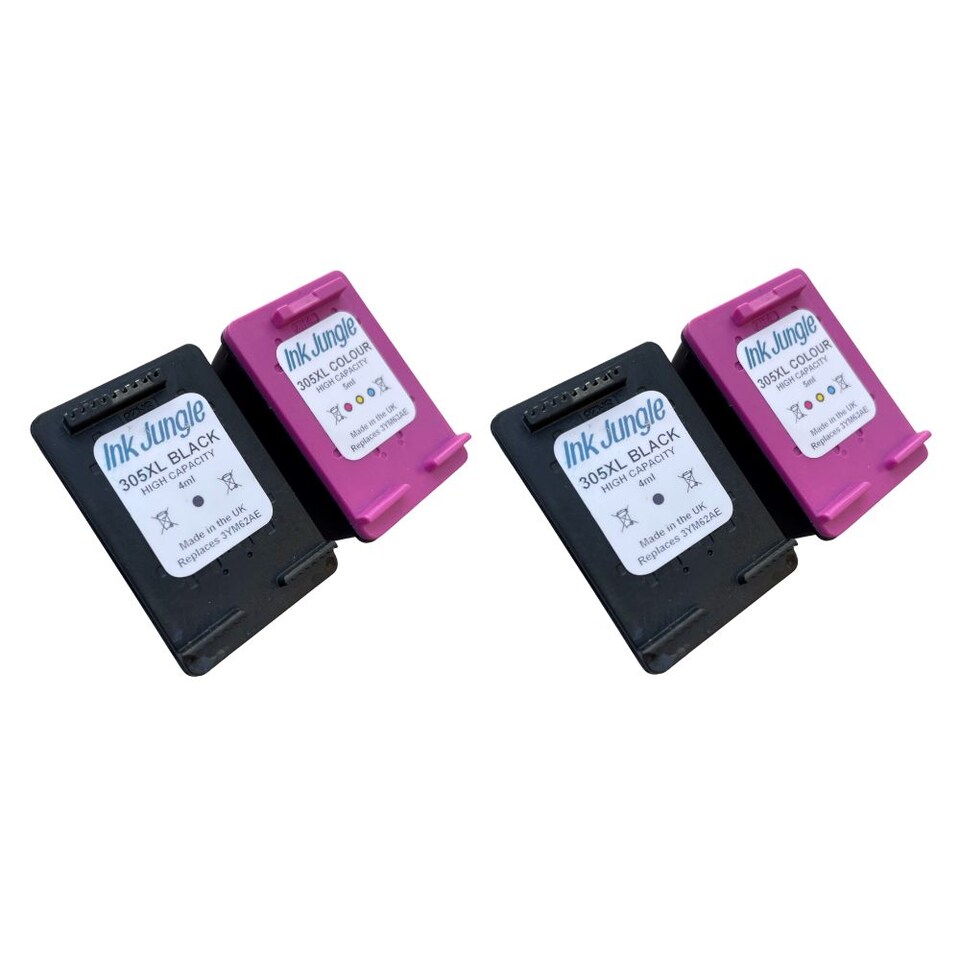 image 1 of 2x Ink Jungle 305XL Black & Colour Refilled Ink Cartridges - Replaces HP 305XL