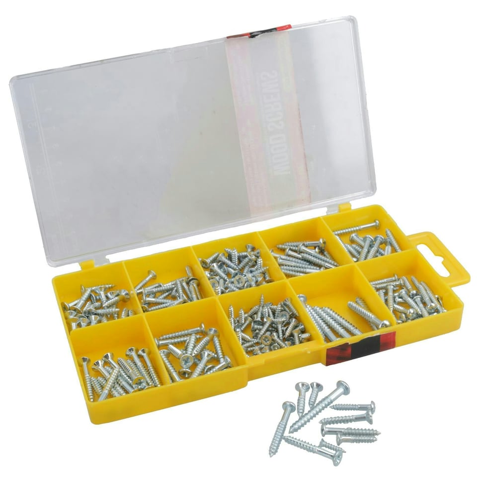 image 1 of Pozi Drive Countersunk and Philips Slotted Combo Wood Screws Fixings 215pc