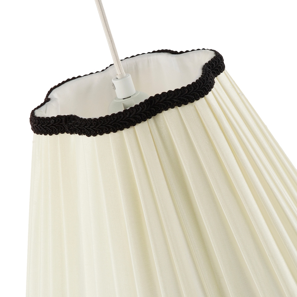 image 1 of Ivory White Victorian Pleated Faux Silk Lamp Shade with Black Trims | Black | 12"