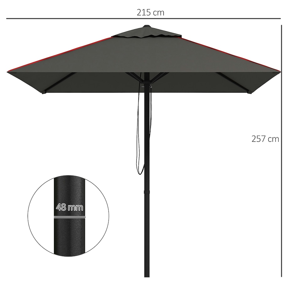 image 1 of Outsunny Sun Parasol with Vent, Table Umbrella for Patio, Garden, Pool, Grey