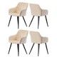 image 1 of Set of 4 Camden Modern Velvet Dining Chairs with Armrests, Quilted Design & Black Metal Legs Cream