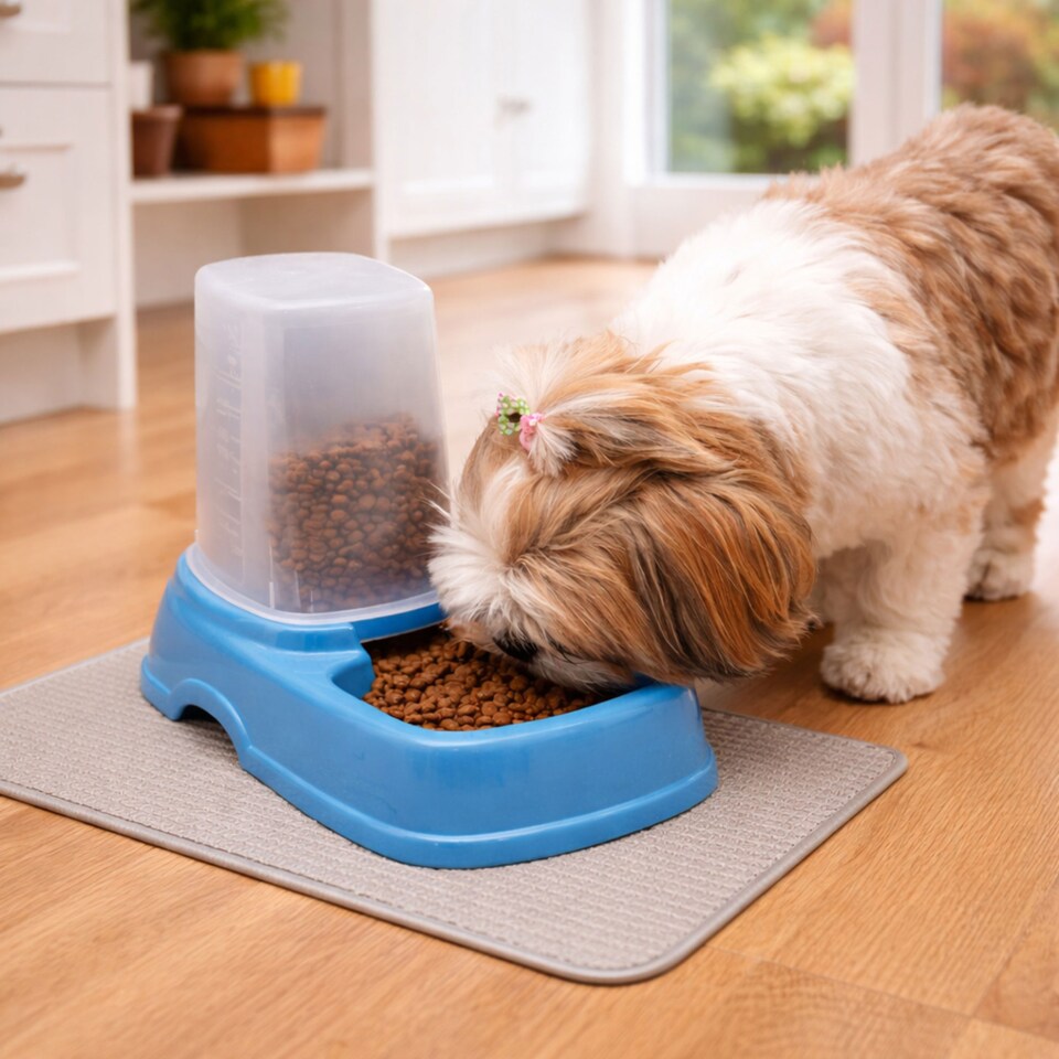 image 1 of Automatic Pet Feeder Bowl for Food or Water - Blue