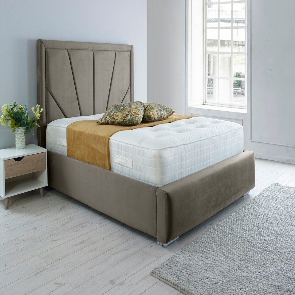 image 1 of Itala Plush Double Bed Frame - Grey