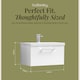 image 5 of Bathroom 1 Soft Close Drawer Wall Hung Vanity Unit Basin, White, 600mm | White | Gloss White | 399 x 610 x 390mm