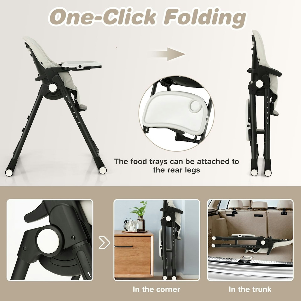 image 1 of COSTWAY 4-in-1 Baby High Chair Feeding Chair Grey
