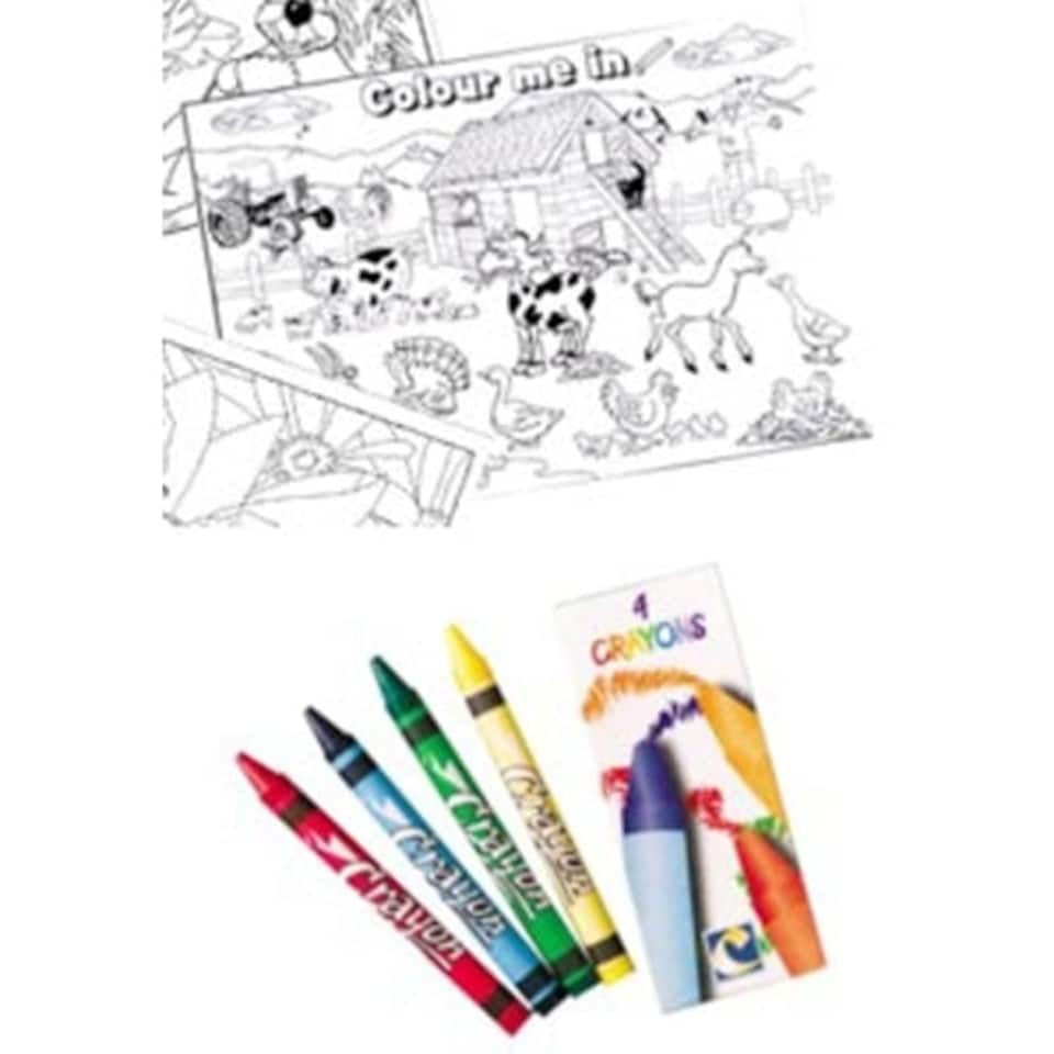 Barnyard A4 Colouring Sheet with 4 Crayons