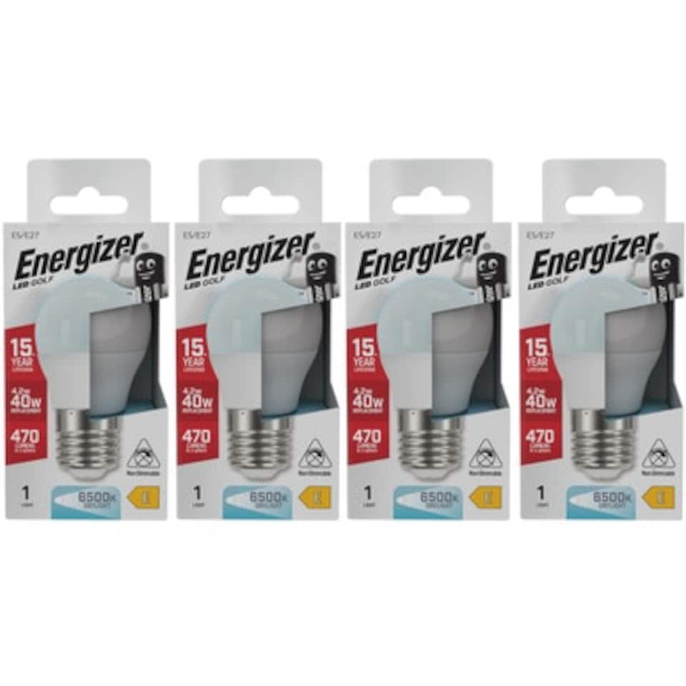 image 1 of Energizer LED Golf Ball E27 470lm 4.2W 6500K (Daylight) Light Bulb - Pack of 4