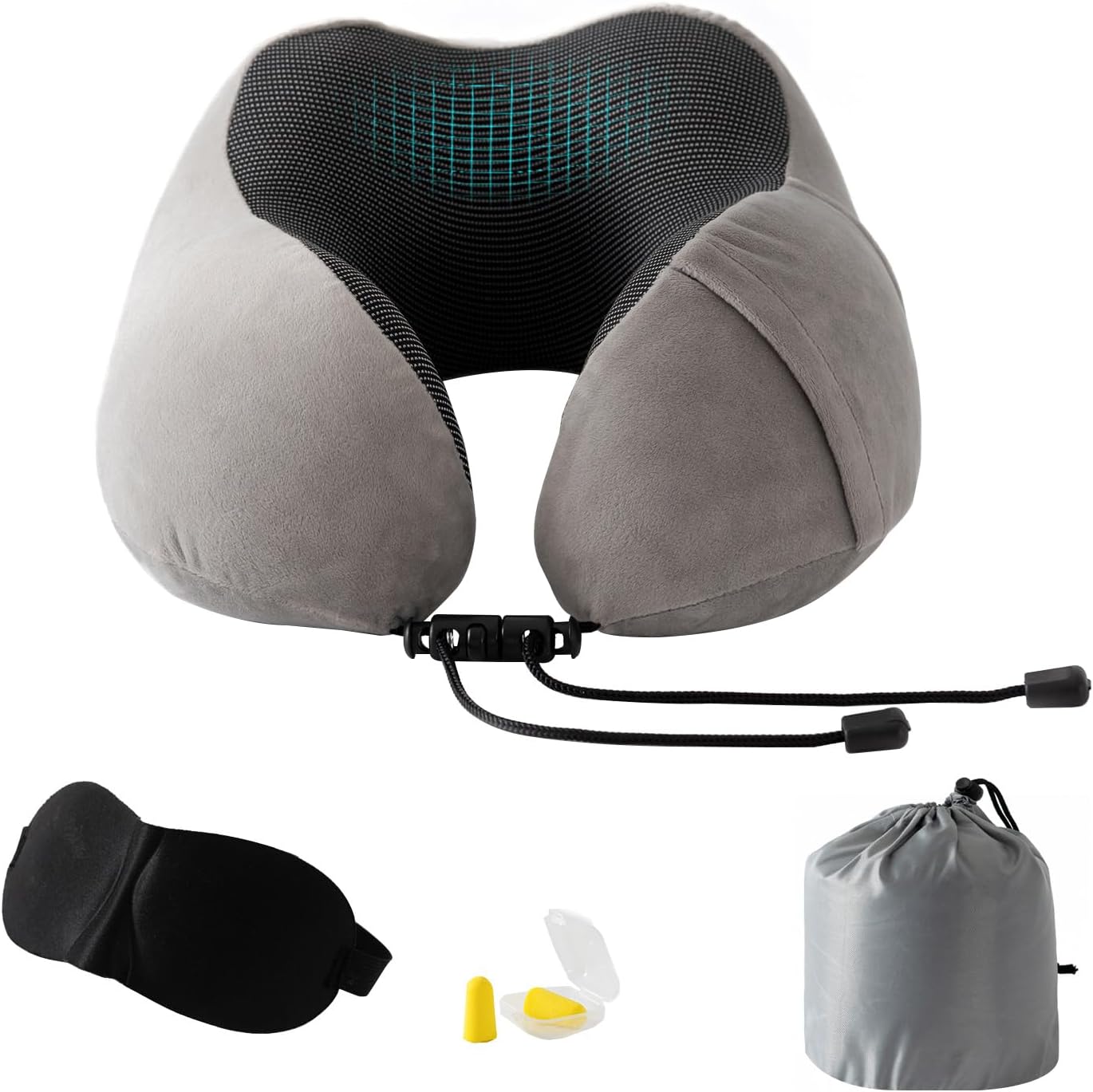 Travel Pillow, Memory Foam Neck Pillow for Airplane & Train, Soft ...