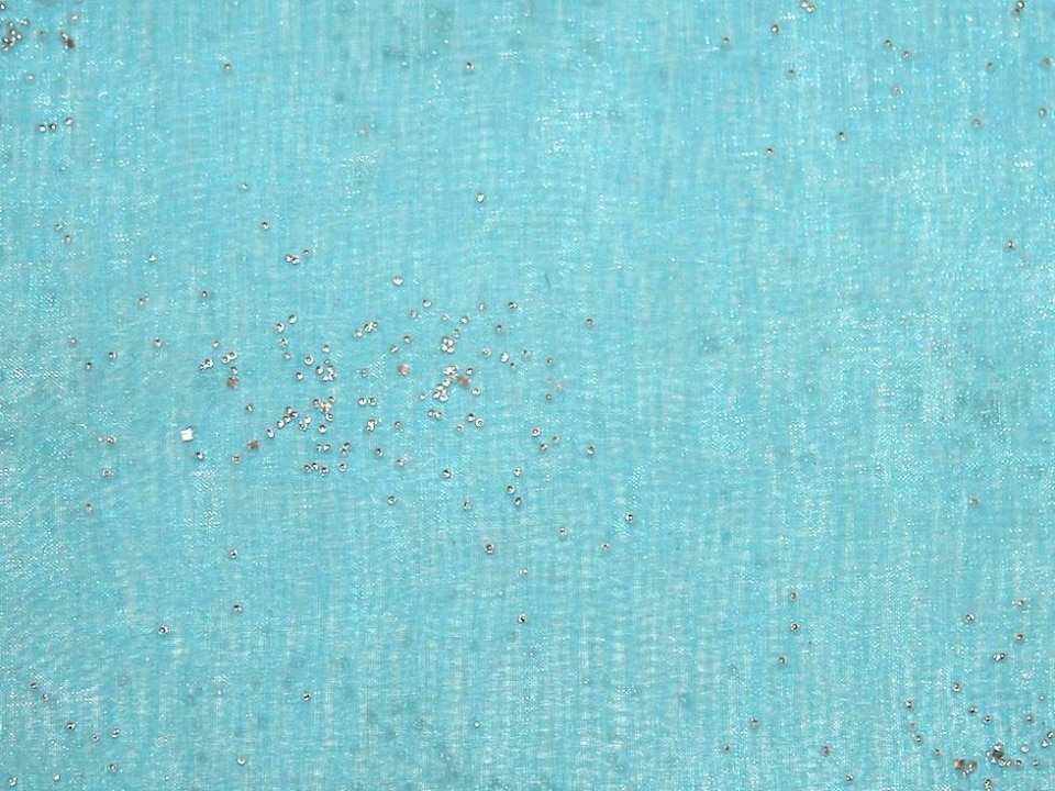 Turquoise Embellished Organza Fabric for Dressmaking, 150cm / 59" Wide - per metre