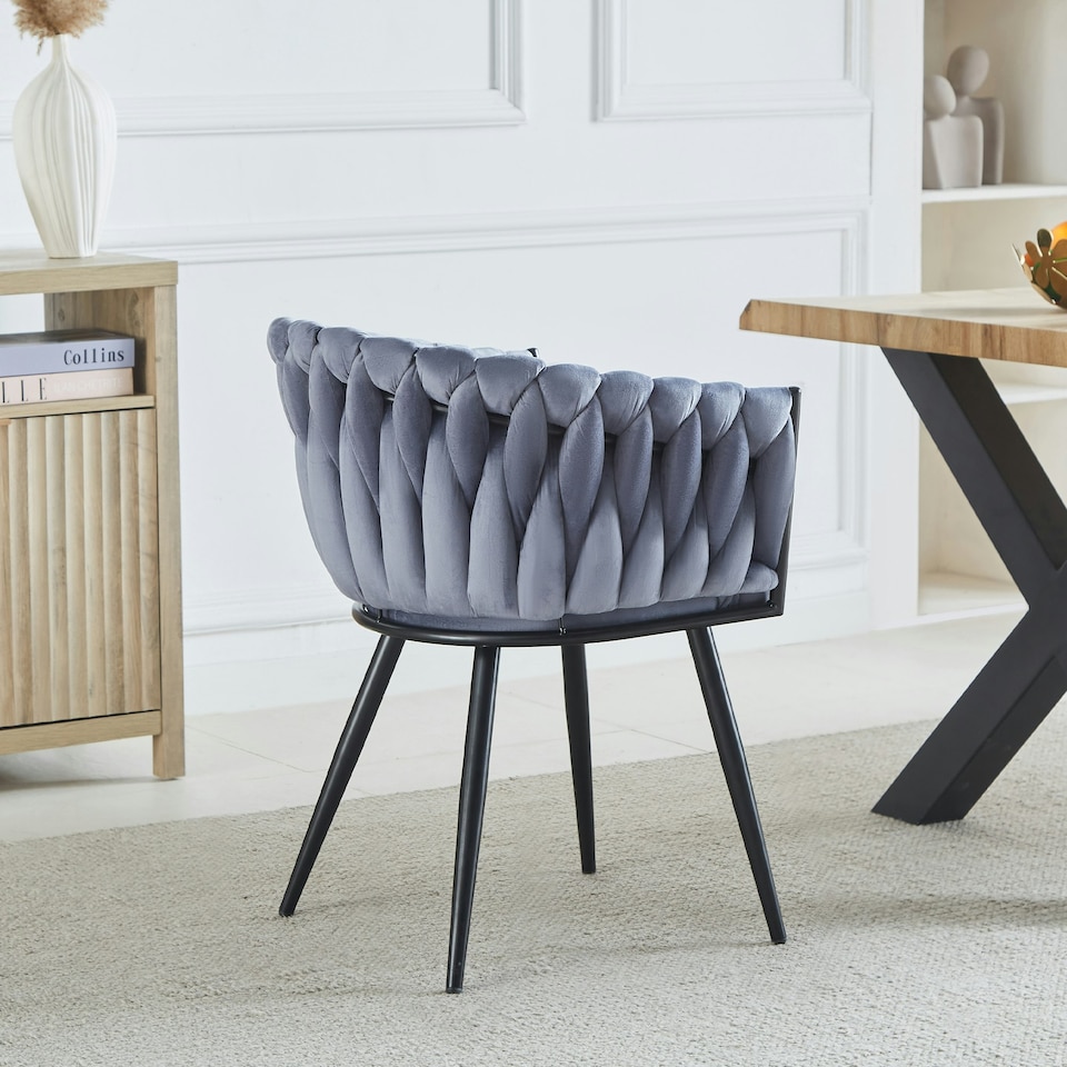 image 1 of Set of 2 Baiano Fabric Dining Chairs - Grey