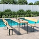 image 2 of Living and Home Foldable Wooden Height Adjustable Garden Dining Table Set - Green Frame & Natural Table Finish Brown