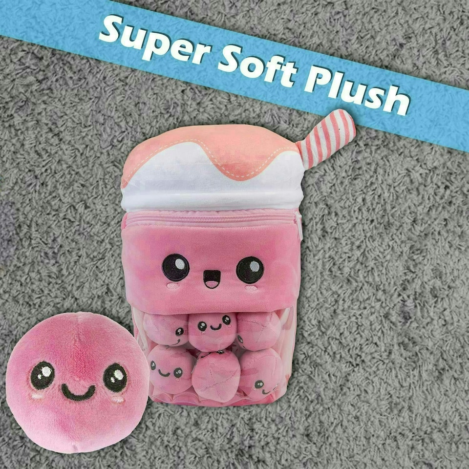 image 1 of Boba Tea Soft Toy Cute Plushie Huggable Cuddly Stuffed Toy Gift 35cm Pink