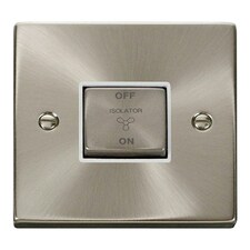 SE HOME Satin / Brushed Chrome 10A 1 Gang Ingot 3 Pole Fan Isolation Switch White | Satin Chrome