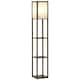 image 1 of HOMCOM Floor Lamp Reading Lamp with 3-Tier Storage Shelf for Home Office Brown