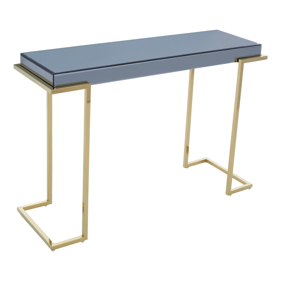 image 1 of Interiors by Premier Luxe Console Table, Modern Lounge Table With C-Shaped Base, Metallic Decorative Table, Outdoor Patio Table Grey