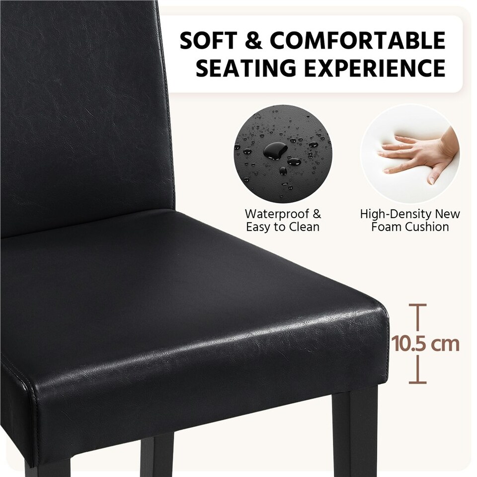 image 1 of Yaheetech Set of 4 Fabric Upholstered Dining Chairs Black