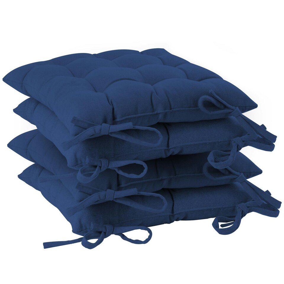 image 1 of Harbour Housewares Square Garden Chair Seat Cushions - Navy - Pack of 4 Blue